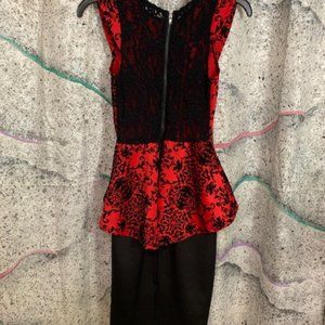 IRIS Womens peplum red/blk party
